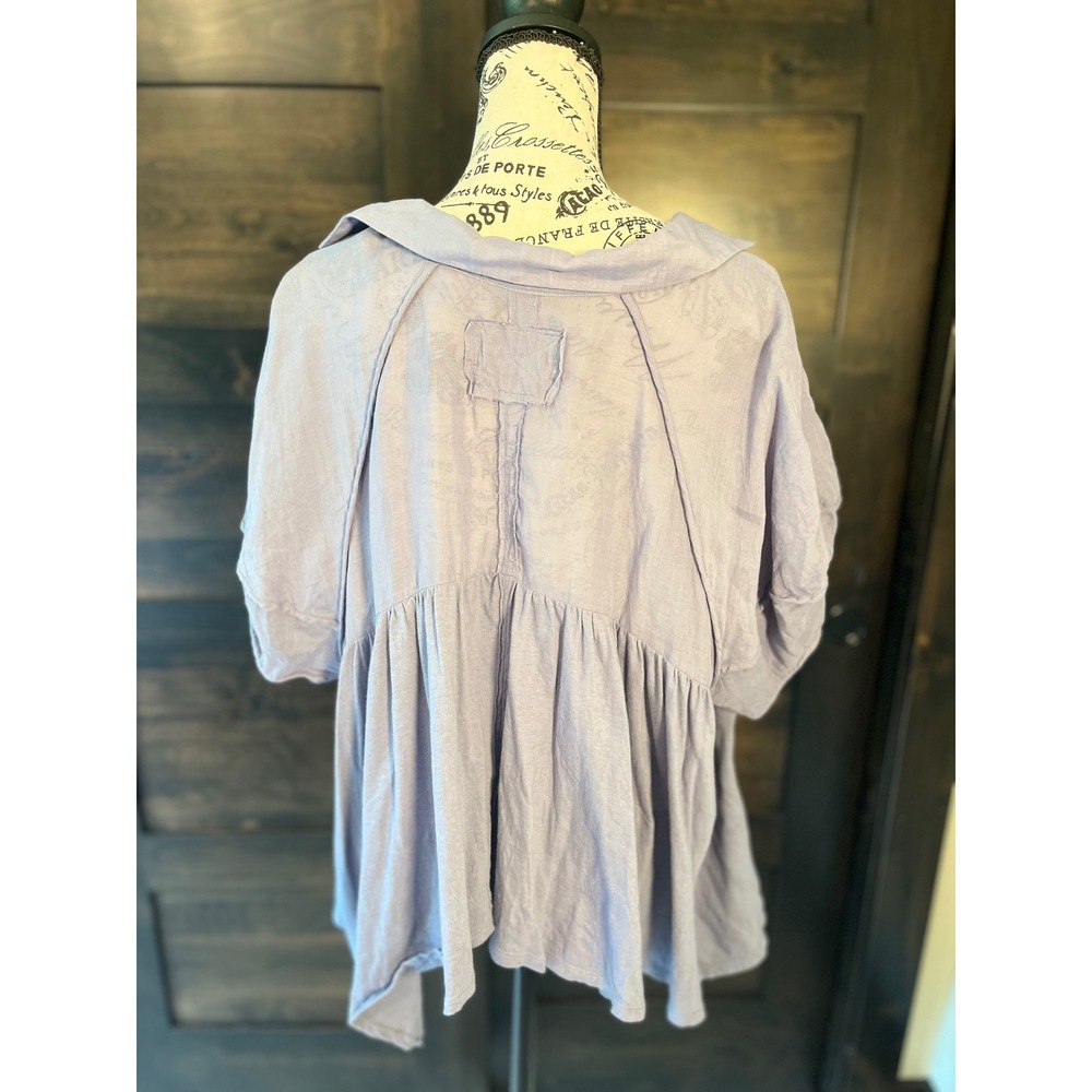 We The Free Free People Lavender Purple Linen Blend Oversized Tunic Top Large - Picture 4 of 5
